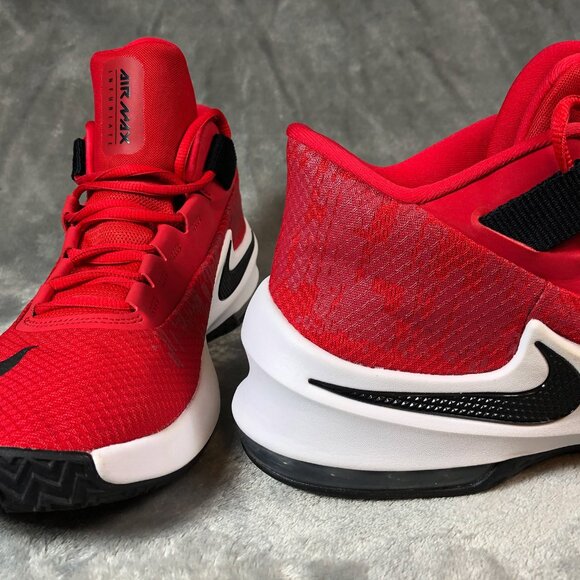 Nike Air Max Infuriate 2 Men's Sz 10.5 Red Basketball Sneakers Excellent Clean - Picture 3 of 7
